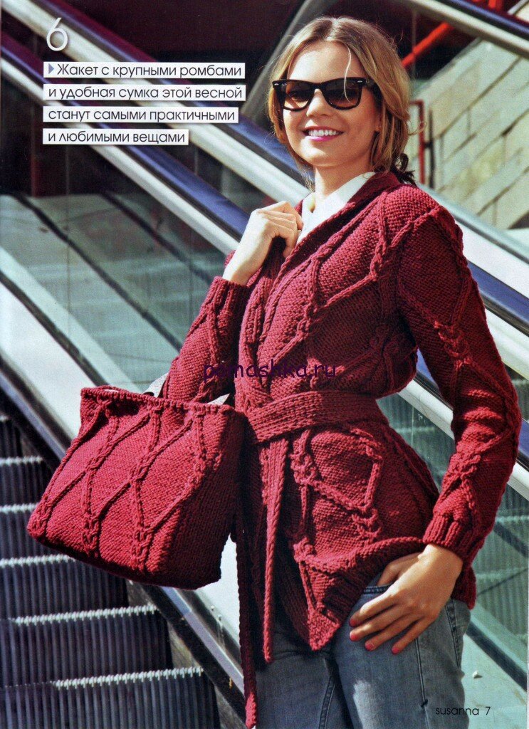 Жакет и сумка спицами из журнала Susanna